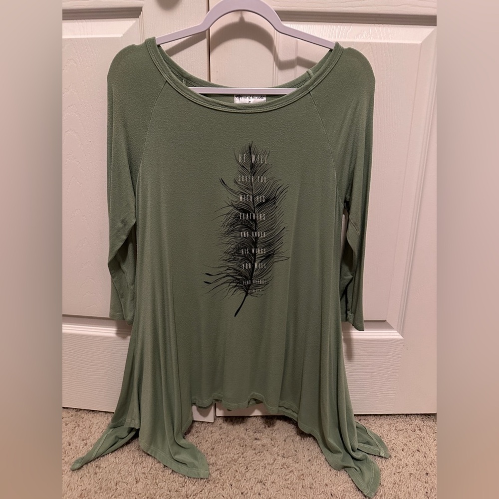 Not of This World Women’s Tunic Psalm 97:4 (Color: Green)